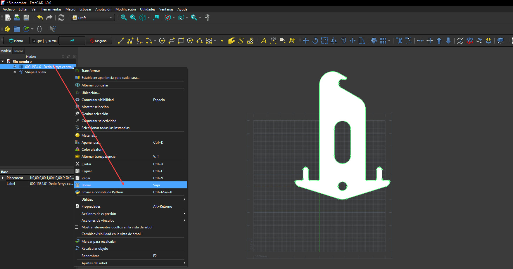 FreeCAD - Eliminar capa del modelo original