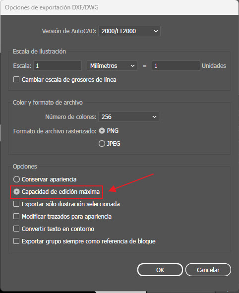 Capacidad de edición máxima